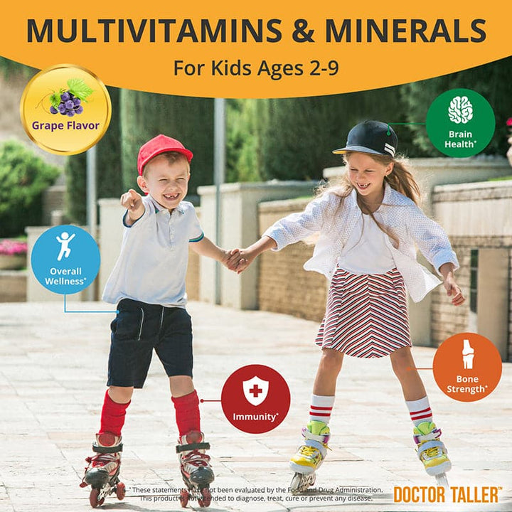 Doctor Taller Kids, Grape Multivitamins, Ages 2-9, 60 Vegan Chewables - NuBest Nutrition®